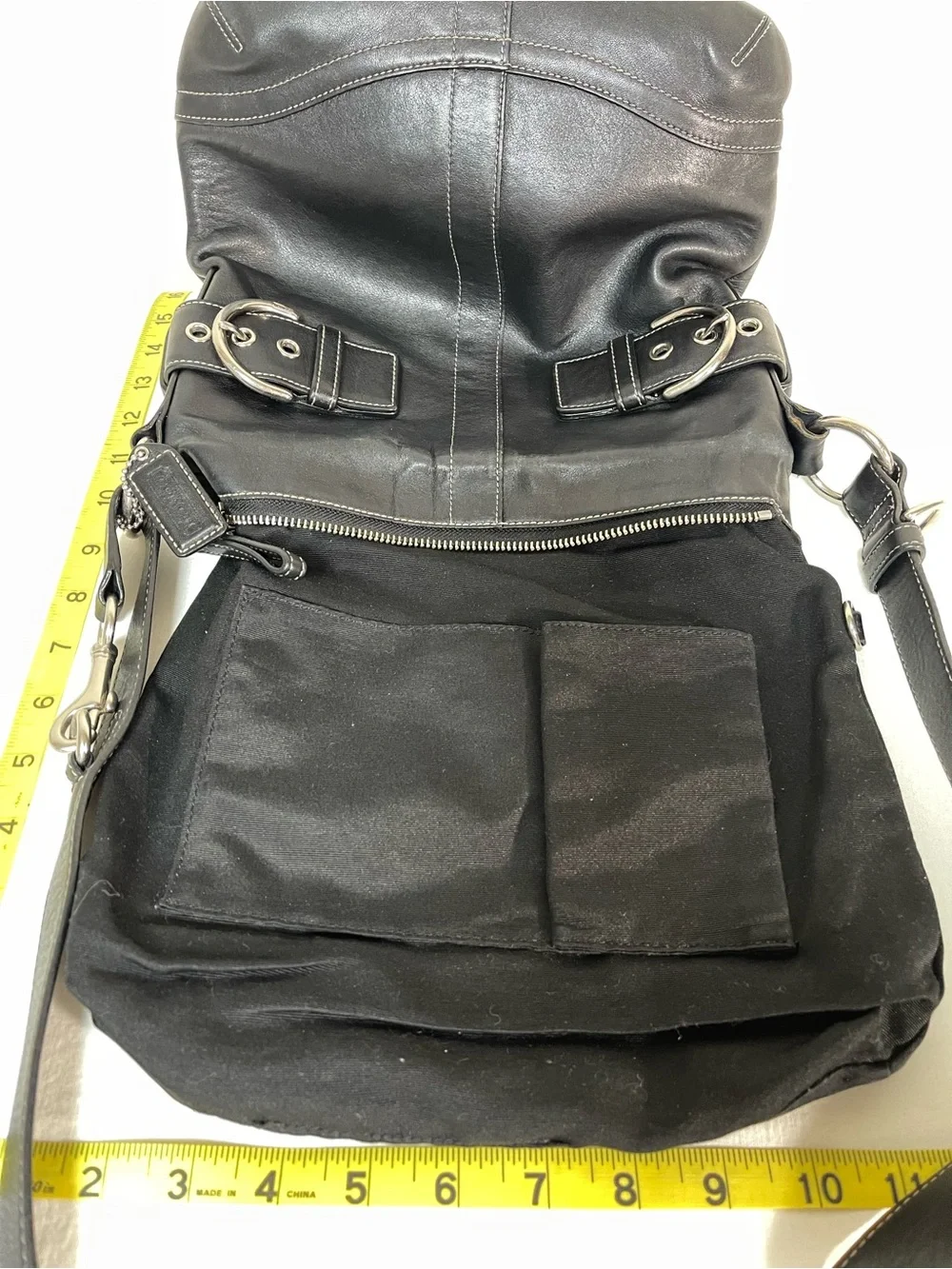 Coach SoHo Black Leather Hobo with Silver Buckle Accents